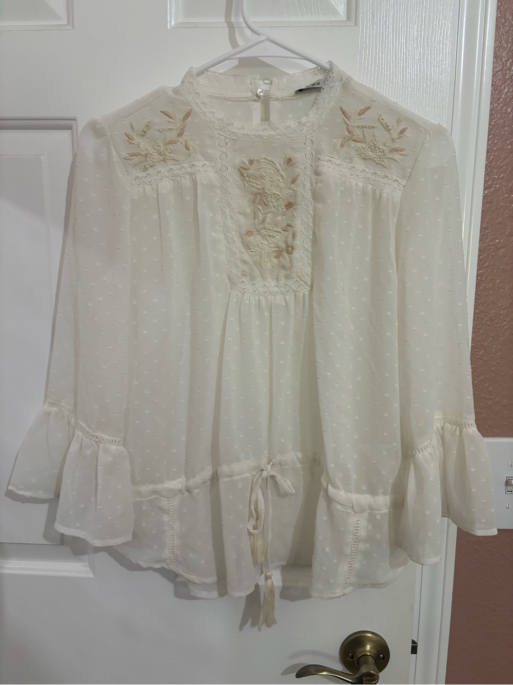 Dex Sheer Blouse with Lace and Embroidery